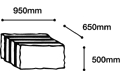 W950mm×L650mm×H500mm